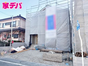 外観 上棟しました。ご見学希望のお客様につきましては同型同仕様の物件にご案内いたします