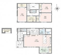 間取 3LDK+タタミコーナー3帖;スキップフロア(収納)※図面と現況に相違ある場合には現況優先とします。